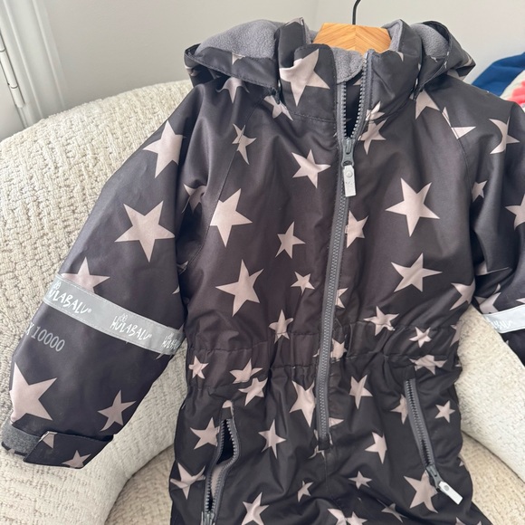 Hulabalu Kids 2-3Y Snowsuit Black Gray Stars Like New with Hood - Picture 2 of 8